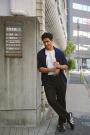 CLASSIC FISHERMAN KNIT SHIRT IN NAVY