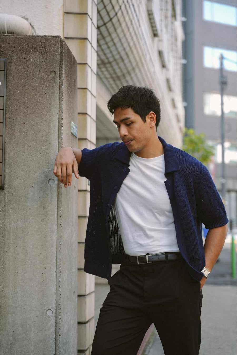 CLASSIC FISHERMAN KNIT SHIRT IN NAVY