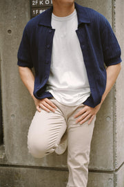 CLASSIC FISHERMAN KNIT SHIRT IN NAVY