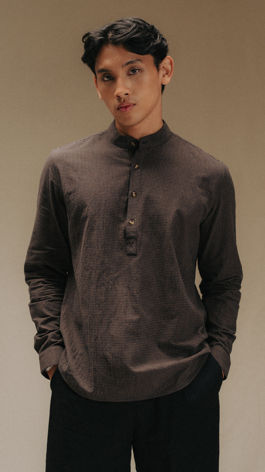 ALAWI IN CHEQUERED BROWN