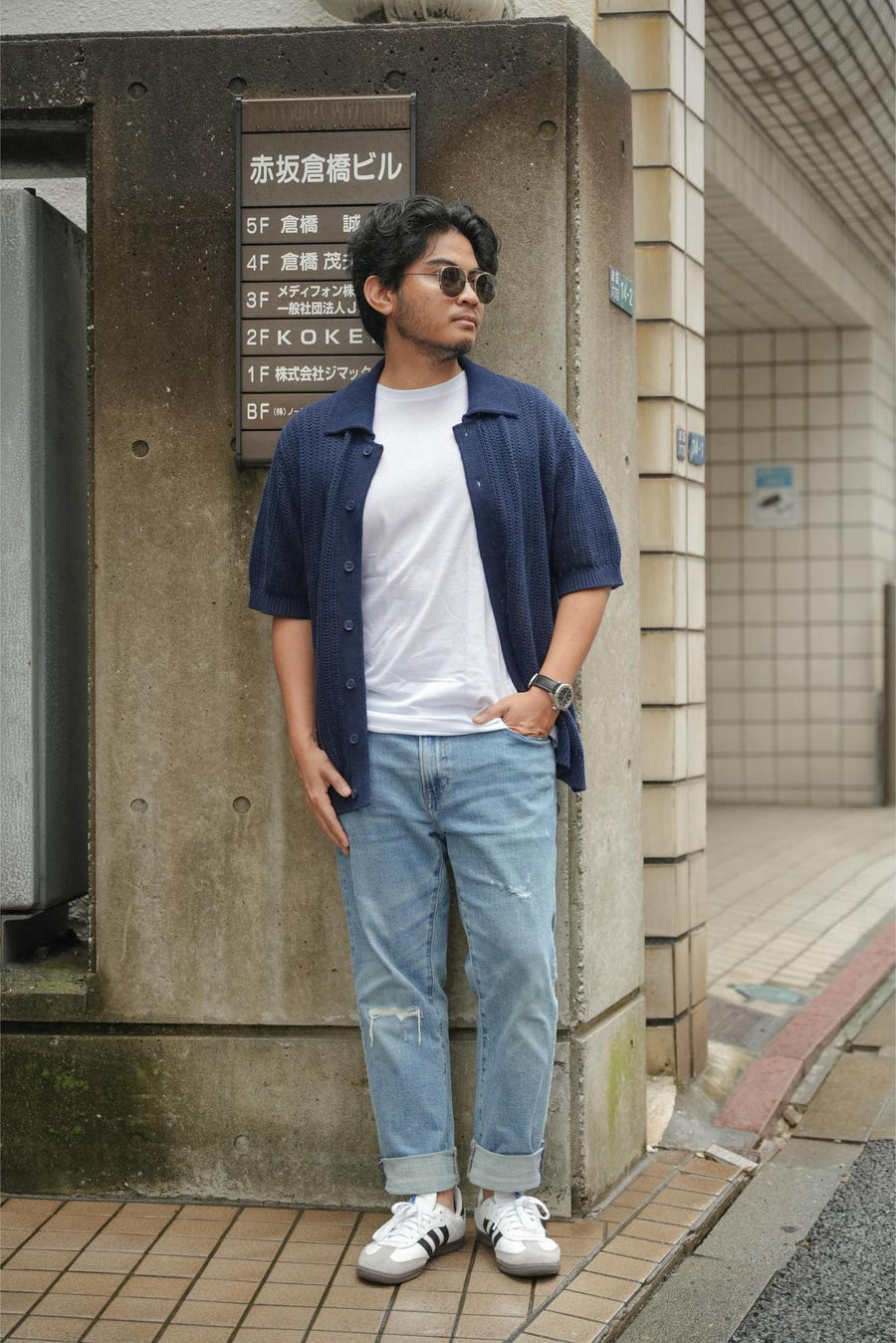 CLASSIC FISHERMAN KNIT SHIRT IN NAVY