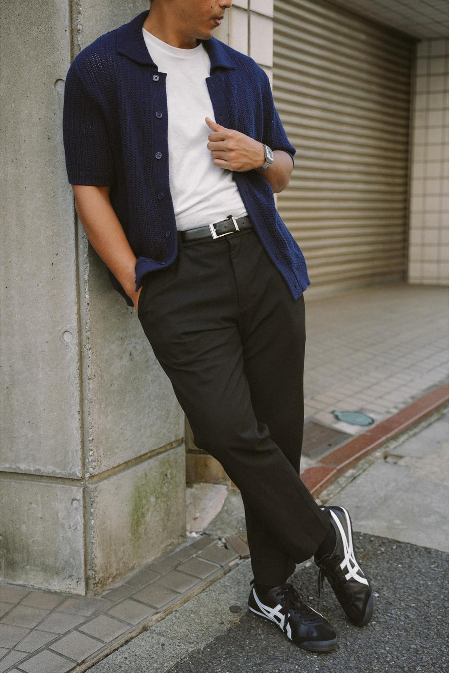 CLASSIC FISHERMAN KNIT SHIRT IN NAVY
